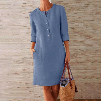 Harper | Women's Shirt Dress With Mandarin Collar And Button Front | Casual