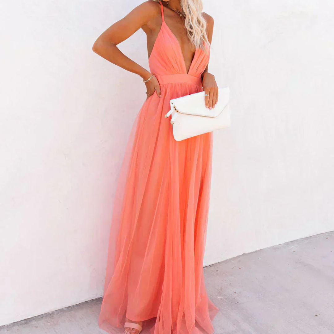 Jessamine™ Vestido Maxi Luz Coral
