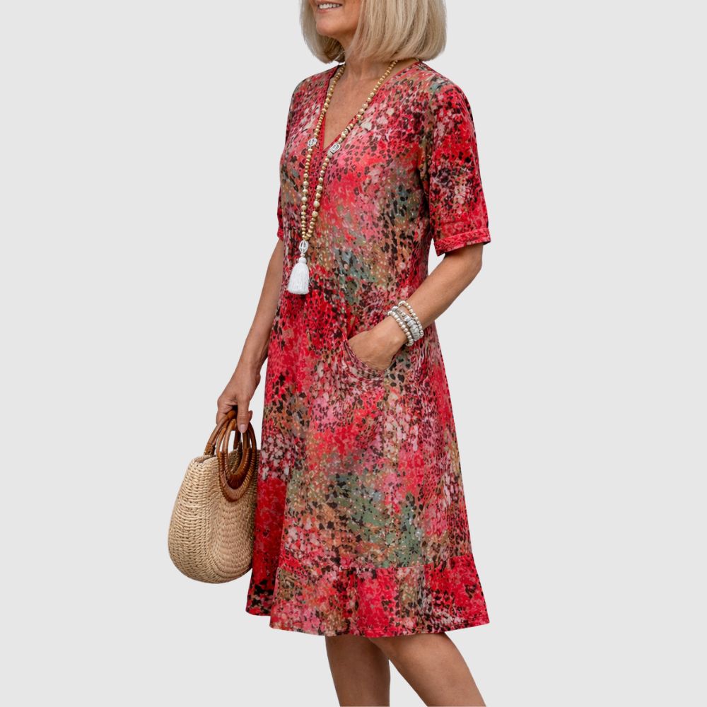 Zoé - Robe midi élégante à fleurs