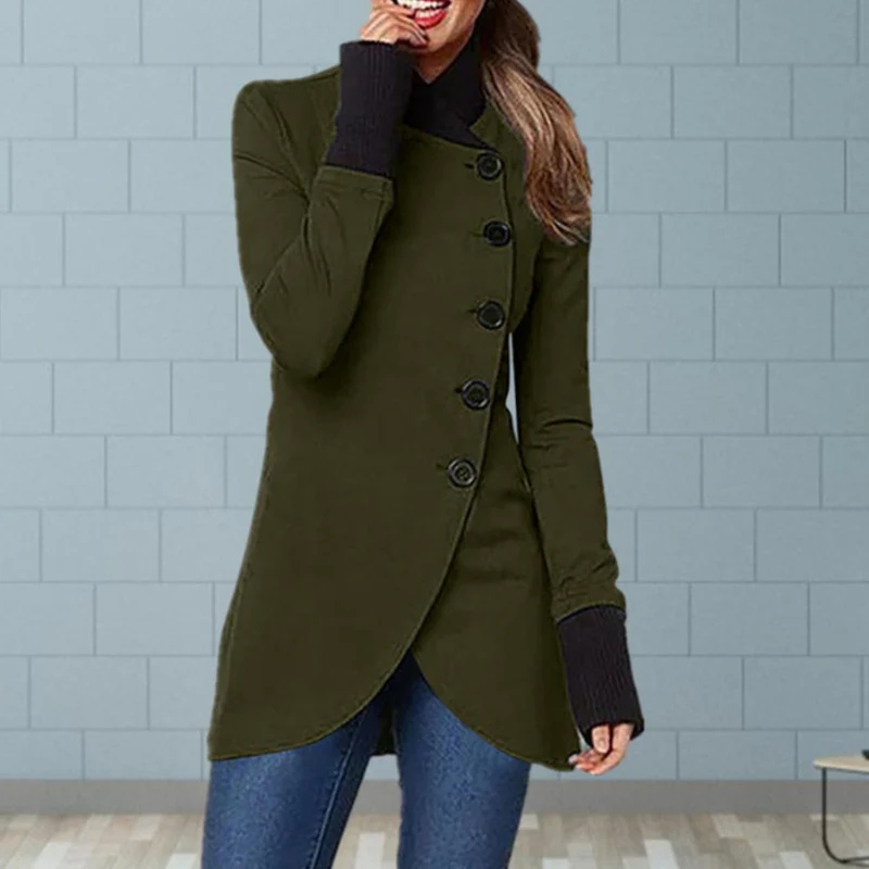Kairo – Mid-Length Buttoned Coat with Long Sleeves