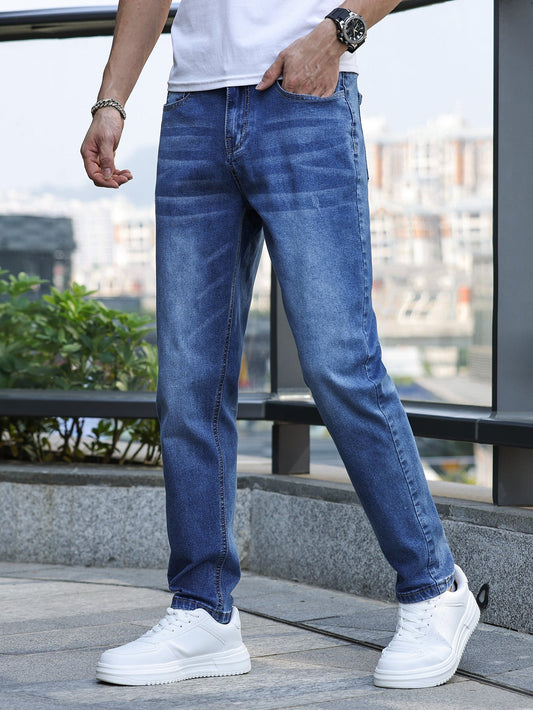 Jeans casual da uomo | Elasticizzati mediamente dal design classico | Pantaloni in denim