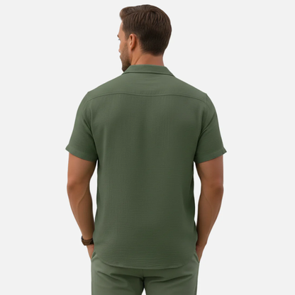 Chemise homme légère en lin manches courtes