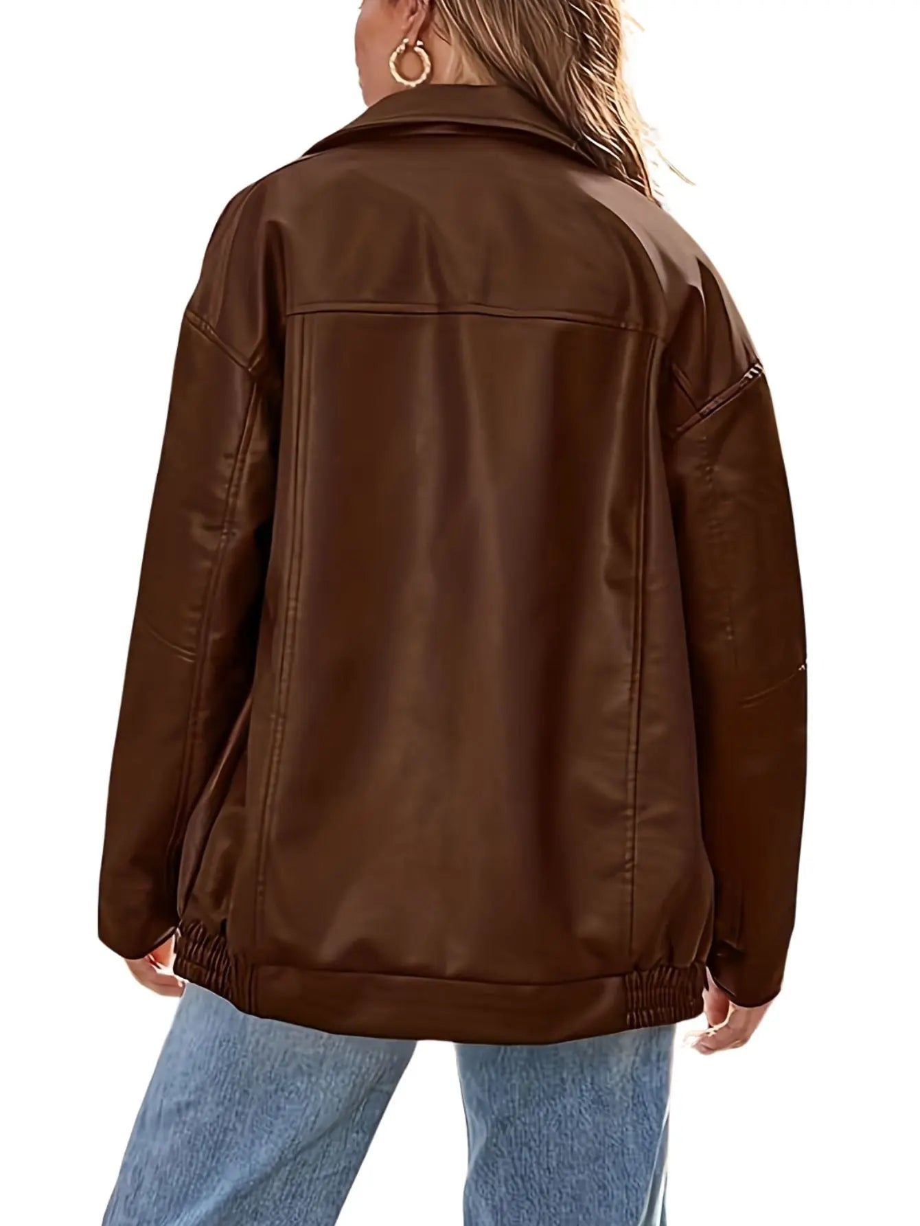 Rose | Women Classic oversized Leather Bomber jacket