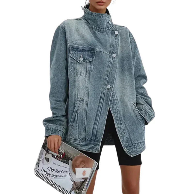 Cleo - Veste urbaine asymétrique à boutons