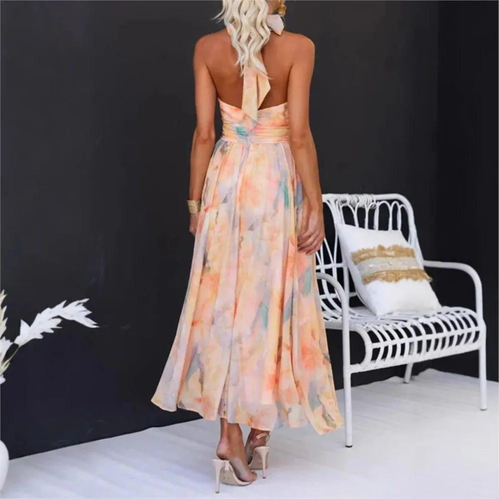 Serafina – Abito halter effetto acquerello