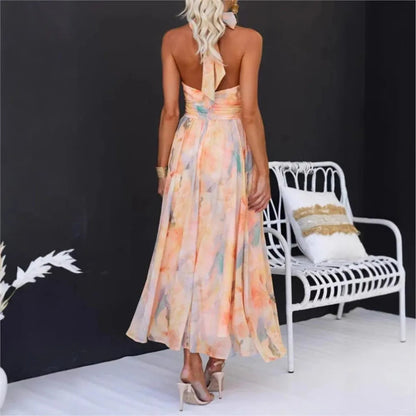 Serafina – Abito halter effetto acquerello