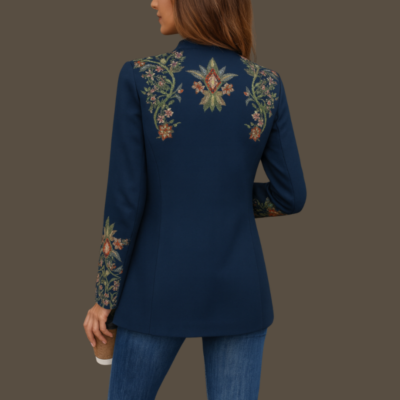 Veya - Veste à manches longues imprimée à fleurs avec boutons décoratifs