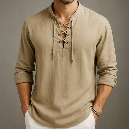 Valhalla Linen Men Vibe Lace Up Shirt
