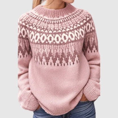 Amelia – Damski sweter z delikatnym zimowym wzorem