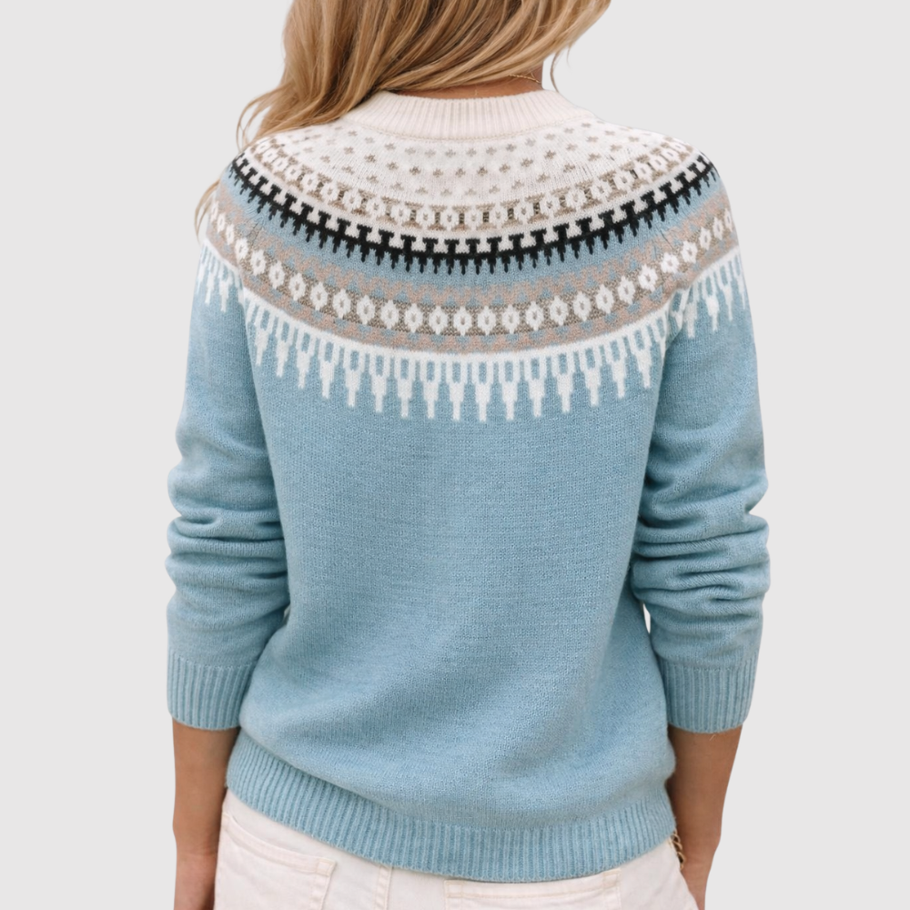 Amelia – Damski sweter z delikatnym nordyckim wzorem