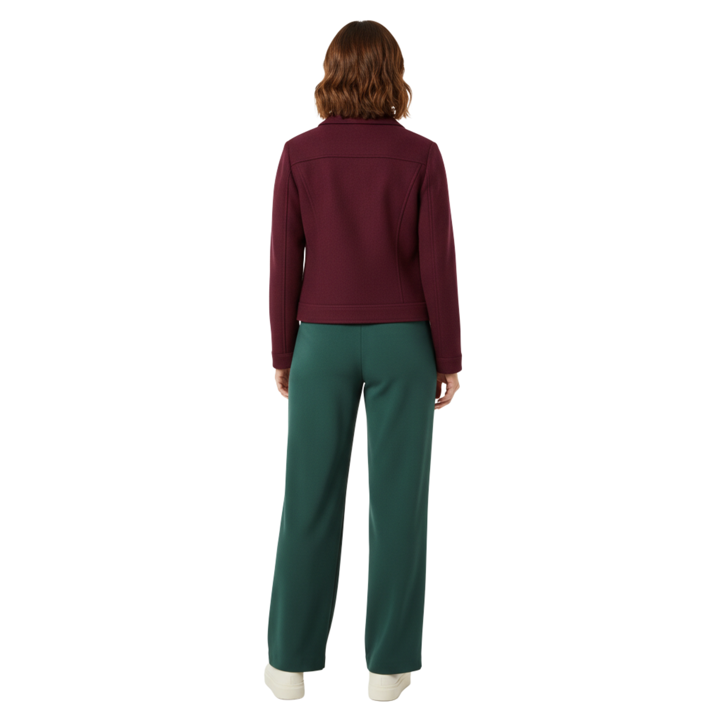 Veste Courte en Polyester à Col Rabattu et Fermeture Éclair pour Femme