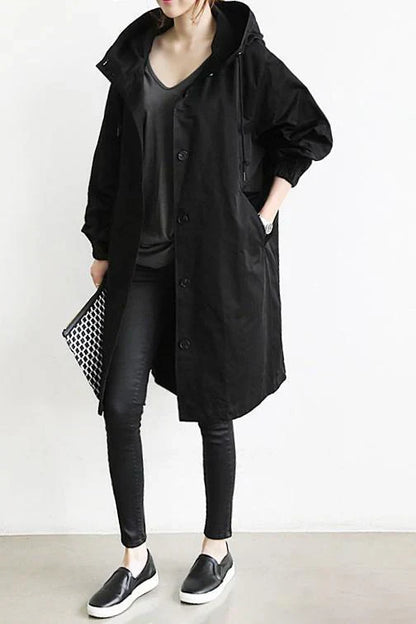 Women's waterproof raincoat with hood - Long and warm
