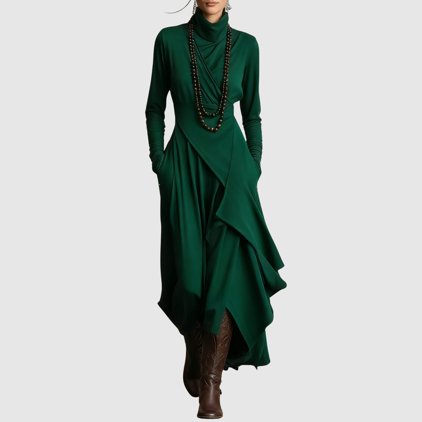 Eliška – Elegancka asymetryczna sukienka maxi o luźnym kroju