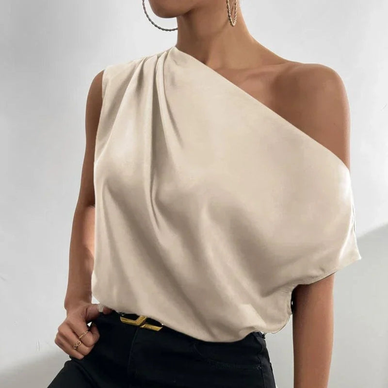 Blouse plissée à épaules dénudées