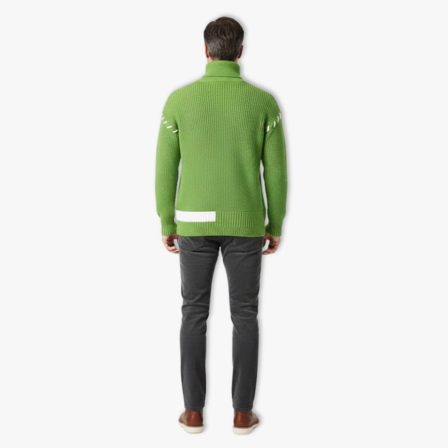 Nouveau pull à col roulé pour homme, style jeune et dynamique, coupe ample et décontractée, tricot chaud à motif patchwork