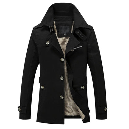 Easton - Lange trenchcoat met knoopsluiting en meerdere zakken