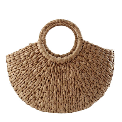 Sac à main en paille grande capacité avec poignée supérieure