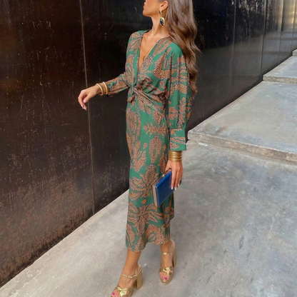 Élancia™ | Robe midi fluide à imprimé artistique au charme raffiné