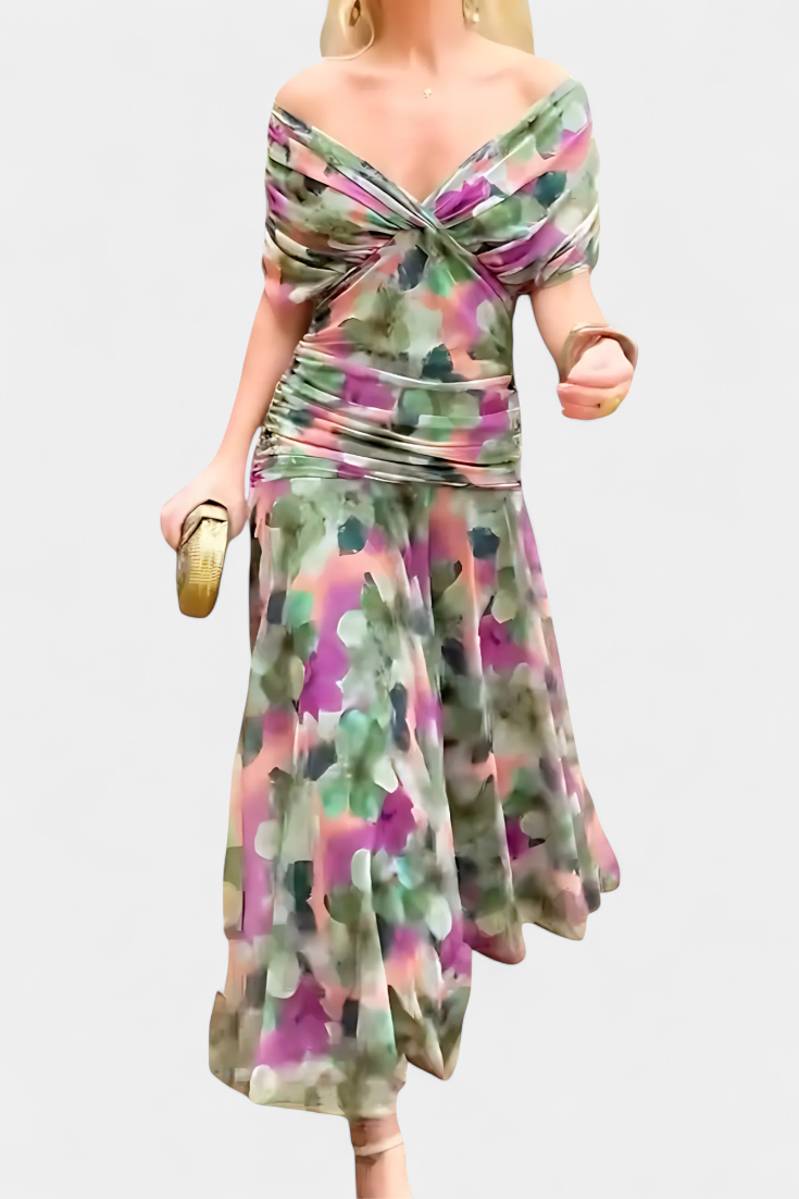 Alondra | Long Floral Dress with V-Neck