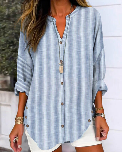 Isabella | Women Relaed striped Button blouse