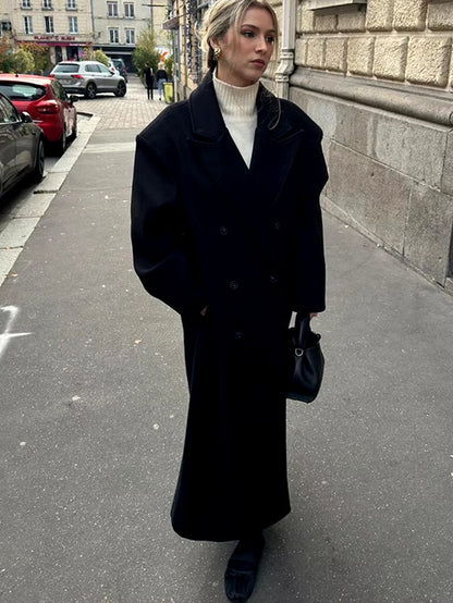 Claudia Manteau Oversize Femme – Veste Élégante à Double Boutonnage & Épaules Structurées