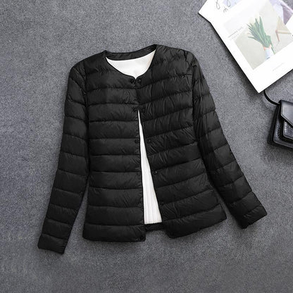 Giacca isolante leggera da donna – Indumento interno corto con scollo rotondo