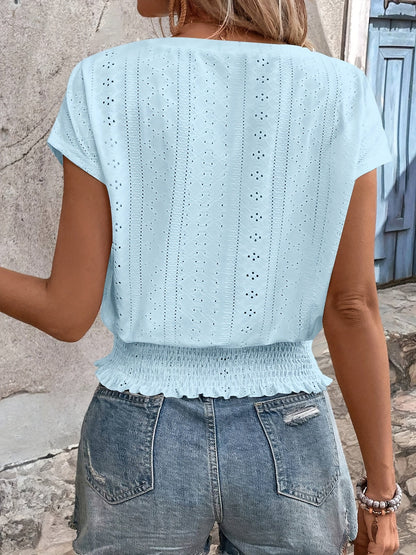 Delores - Elegant V-Neck Batwing T-Shirt