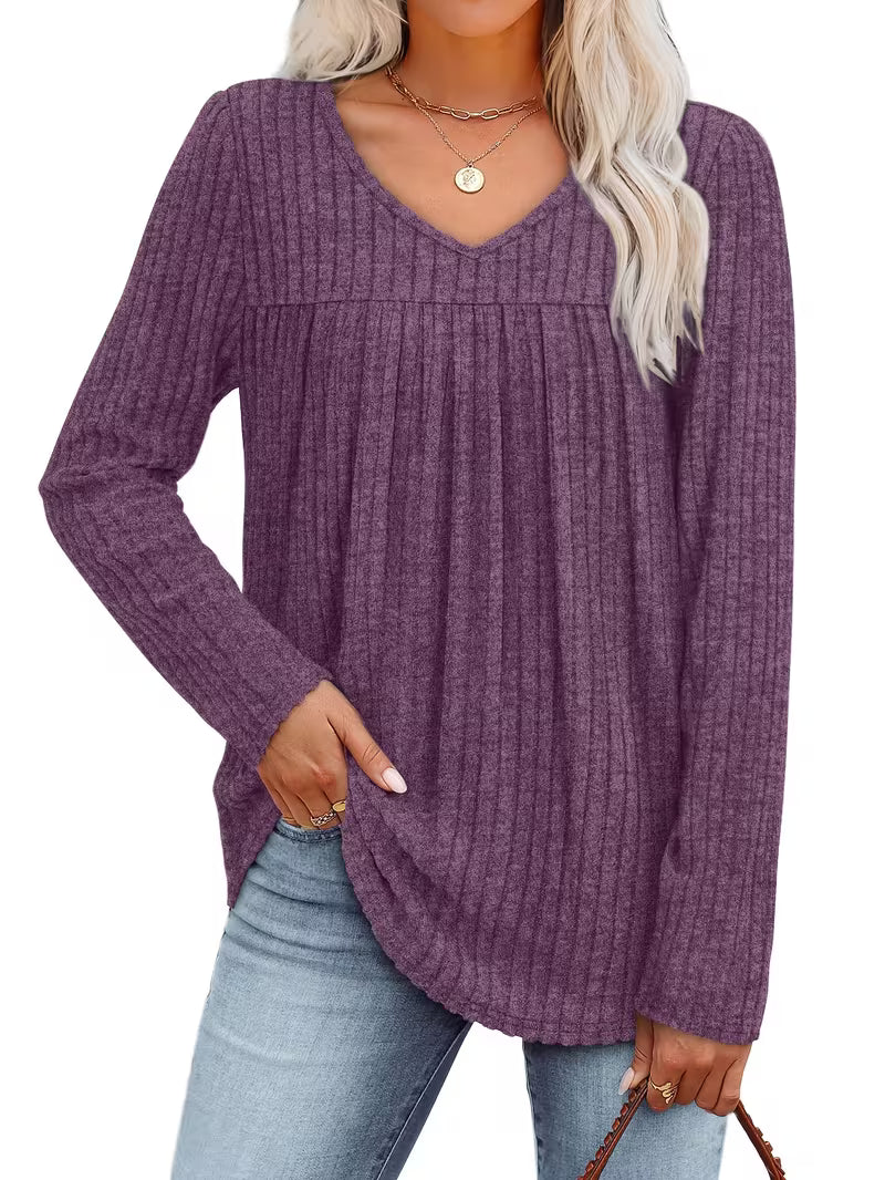 Sofhie | Eleganter Ripp-Pullover mit V-Ausschnitt
