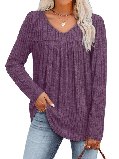 Sofhie | Eleganter Ripp-Pullover mit V-Ausschnitt
