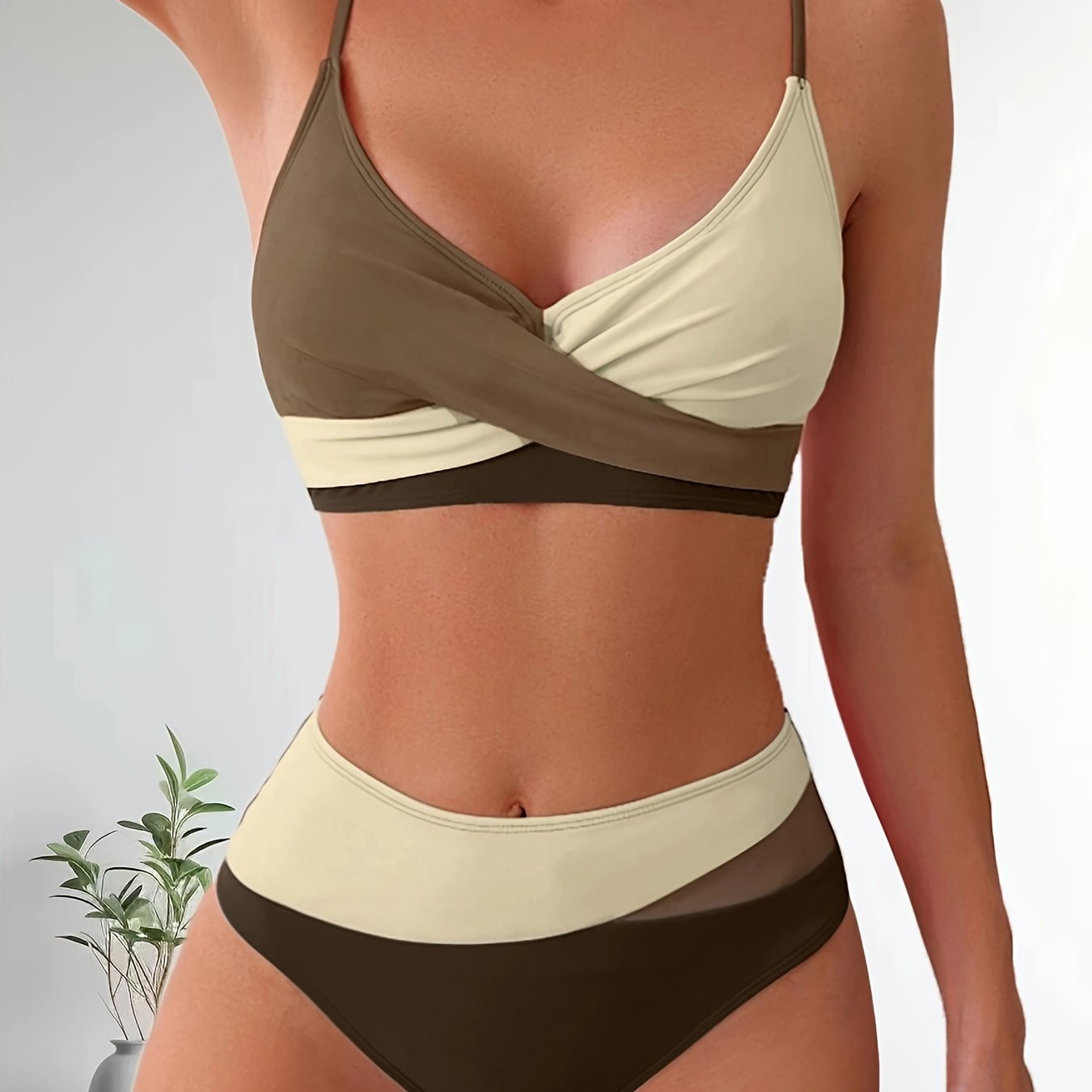 Comfortabele Patchwork Bikini Set voor Dames met Stretch Pasvorm