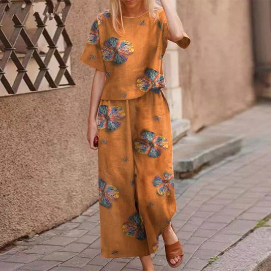 Diofa | Feminines Zweiteiler-Set mit Print und softem Fall