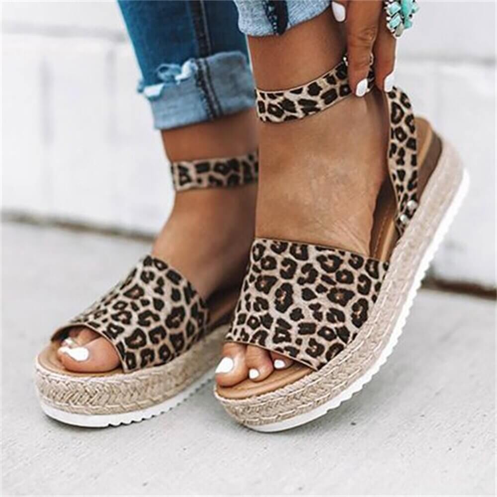 Damen Plateau-Espadrille Sandalen mit Keilabsatz & Riemchen – Livia