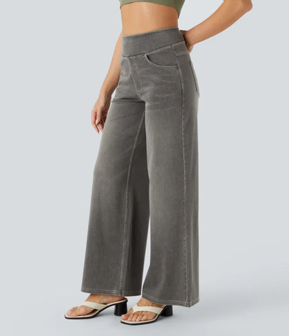 Vanelle | Hoge taille jeans met wijde pijpen voor dames – Comfortabele stretchdenim, casual en stijlvol