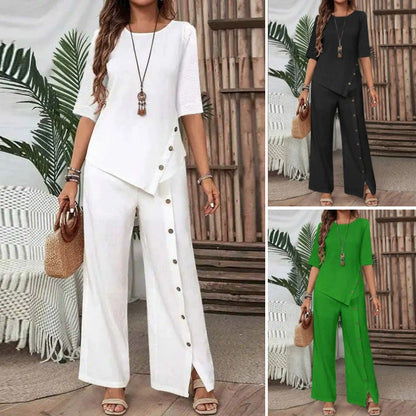 Haphela | Zweiteiliges Set mit asymmetrischem Top und weiter Hose