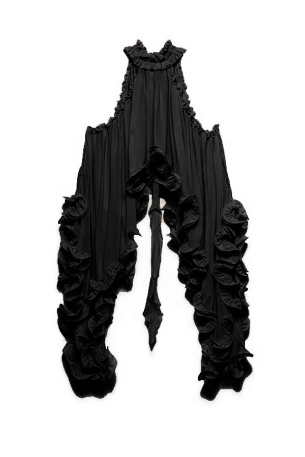 Damen-Haltertop aus Chiffon mit Rüschen, A-Linie