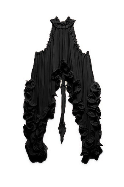 Damen-Haltertop aus Chiffon mit Rüschen, A-Linie