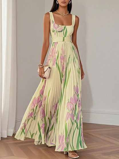 Isoldea – Floral Square-Neck Maxi Dress