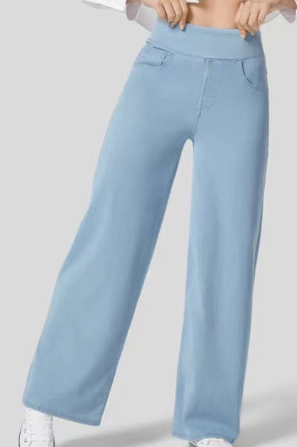 Ruvessa™ - Jean femme taille haute jambe large très extensible coupe moderne