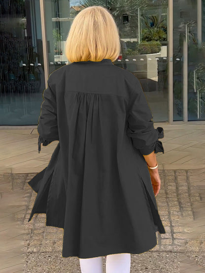 Tesla | Lange Hemdjacke aus Baumwolle für Frauen
