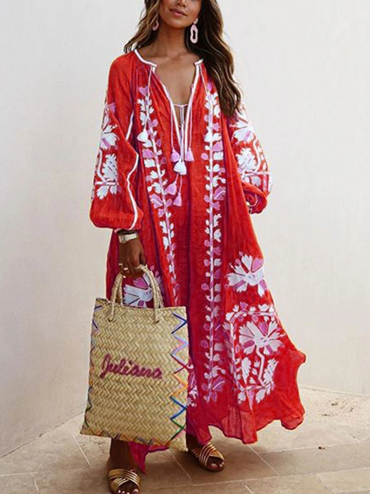 Oversized Boho Printed Maxi Dress for a Comfortable and Trendy Style