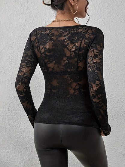 Spitzenshirt Damen | Langarm