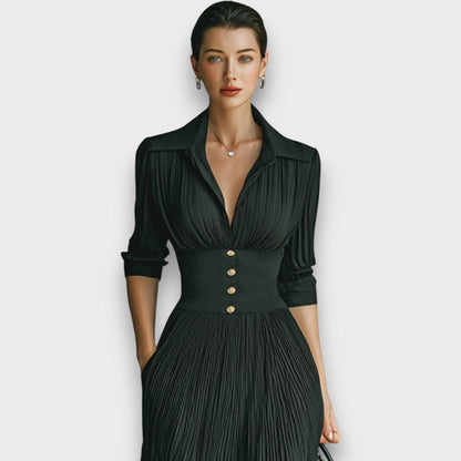 Miryn - Elegant Pleated Maxi Dress