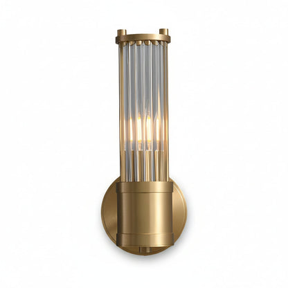 Freyza - Fluted Glass Wall Sconce | Cylinder Gold Chrome E14 30-45cm / 12-18in - Modern Vanity Light