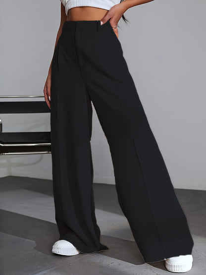 Calviera | Damskie Eleganckie Spodnie z Wysokim Stanem Szerokie Nogawki