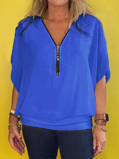 Luftiges Chiffon-Top mit Reißverschluss – Eleganter Sommerkomfort