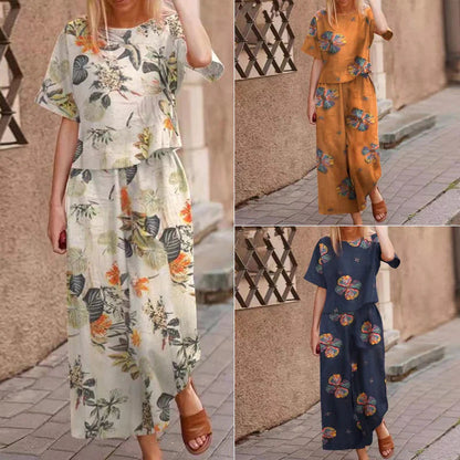 Diofa | Feminines Zweiteiler-Set mit Print und softem Fall
