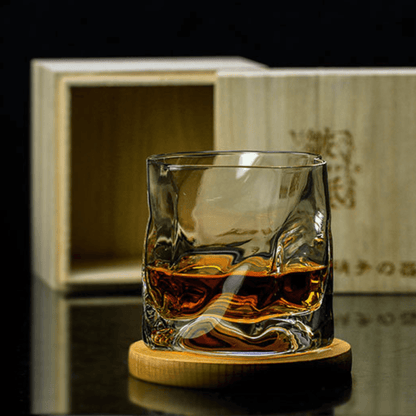 Whiskeyglas Edo Kiriko Japans Kristal Crumple Design Houten Geschenkdoos Handgemaakt | Restfield