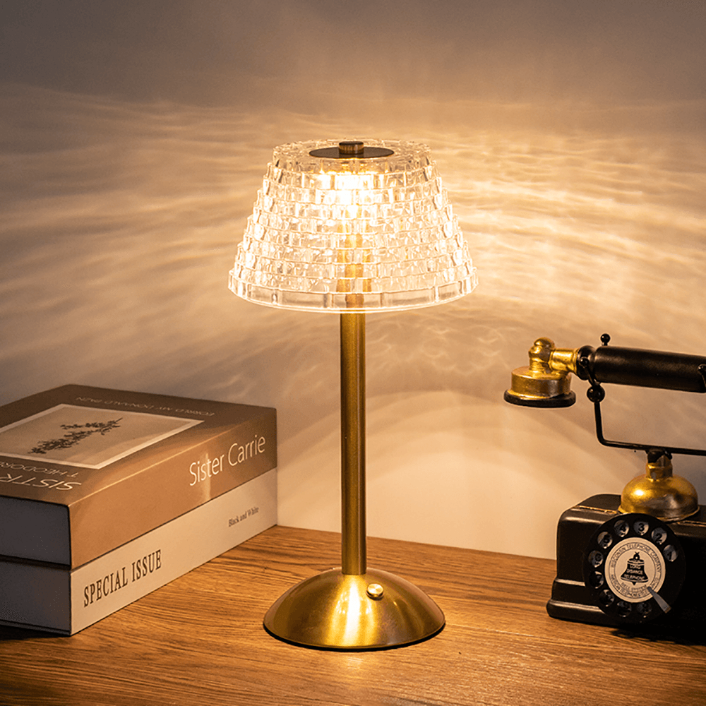 VetroClassico | Draadloze Vintage Tafellamp – Kristal-Look – Oplaadbaar – Touch Control