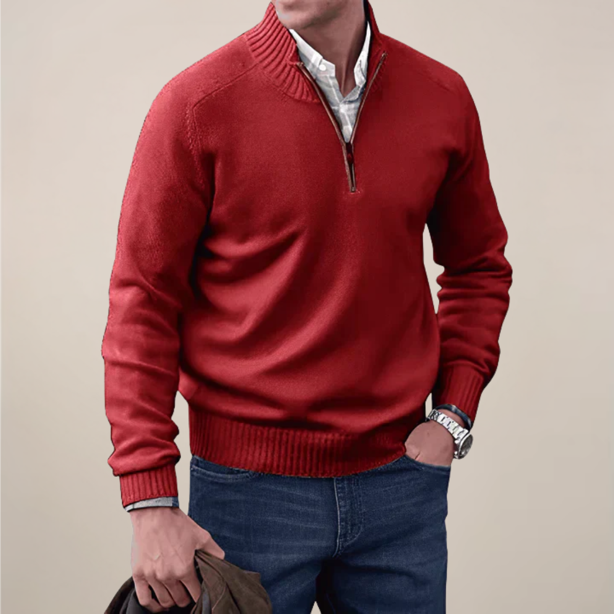 Jory | Men Spring Half-Zipped Knit sweater