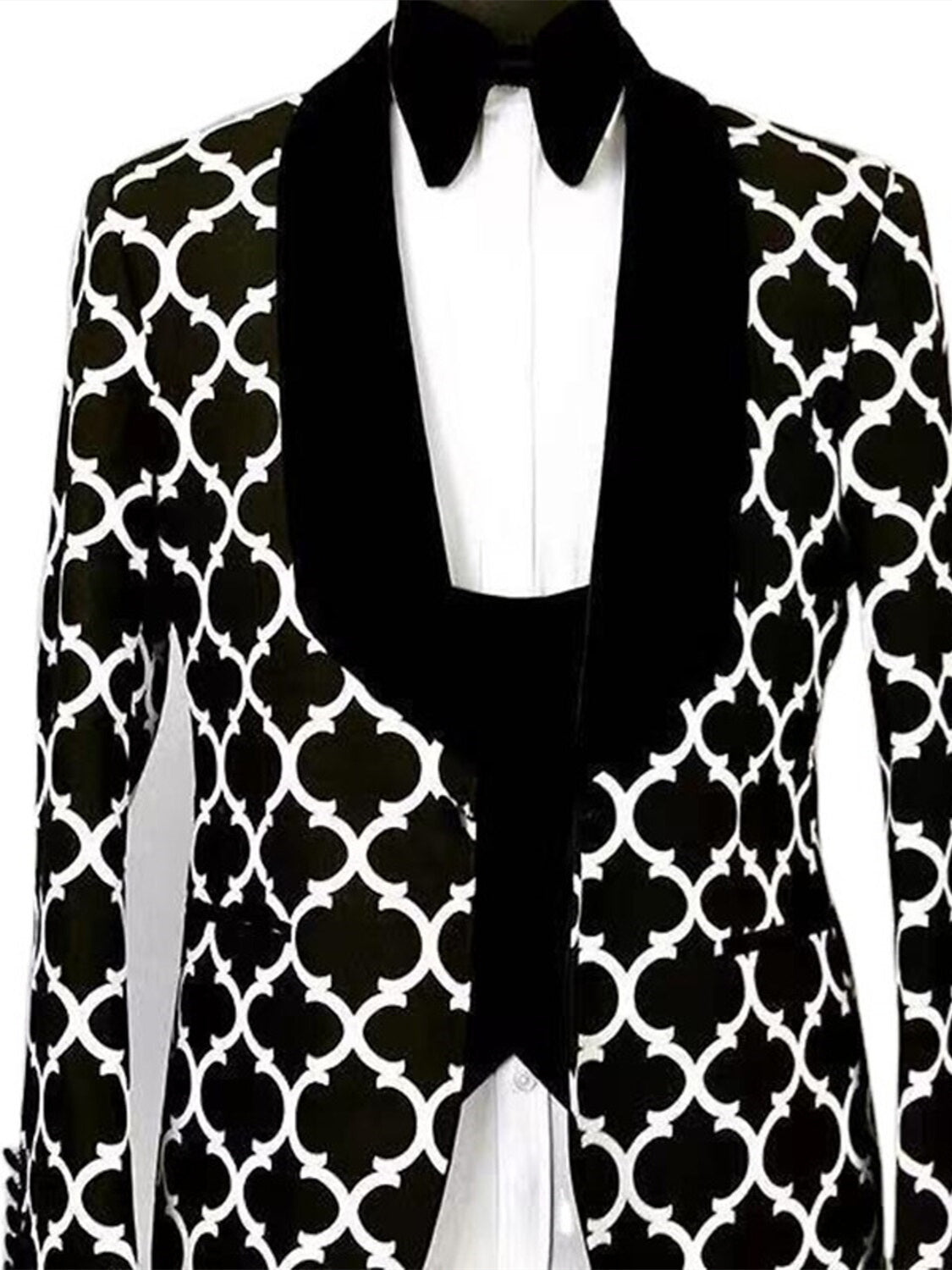 Men’s Patterned Tuxedo Blazer Polyester Formal Dinner Jacket Autumn